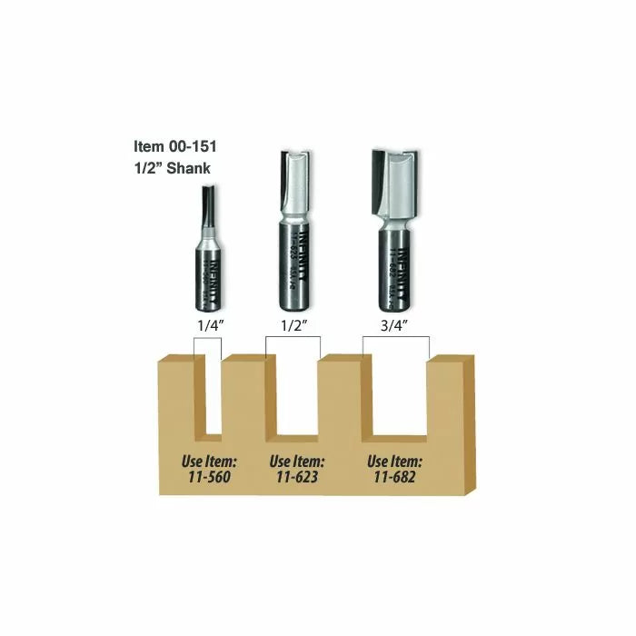 Juego de 3 brocas para ranurar madera contrachapada con vástago de 1/2" de Infinity Tools