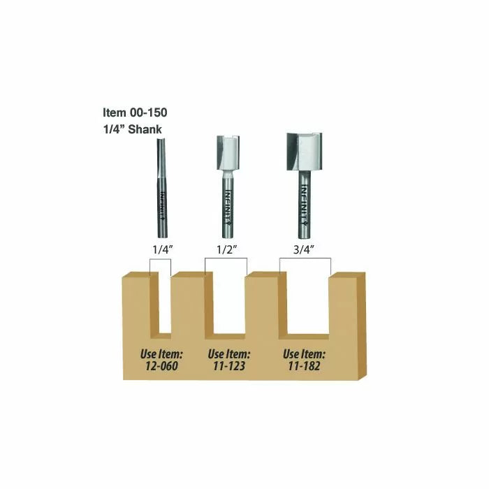 Infinity Tools 1/4" Shank 3-Pc. Plywood Dado Router Bit Set