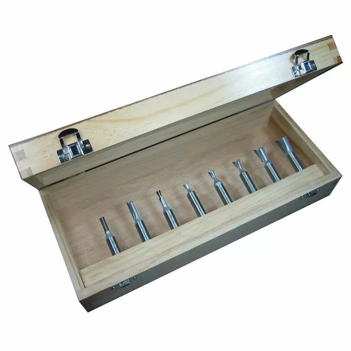 8-Pc. Dovetail & Box Joint Making Router Bit Set; 1/2 Shank
