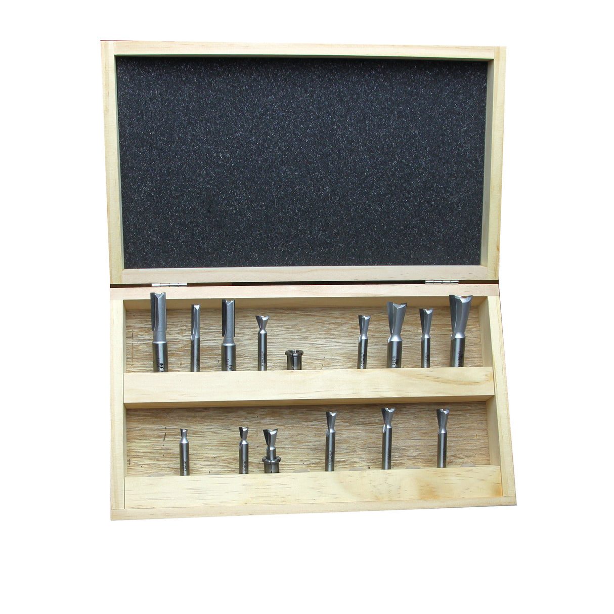 Juego de 16 brocas de cola de milano y rectas de 1/2" y 8 mm de Infinity Tools para plantilla Leigh D4R Pro