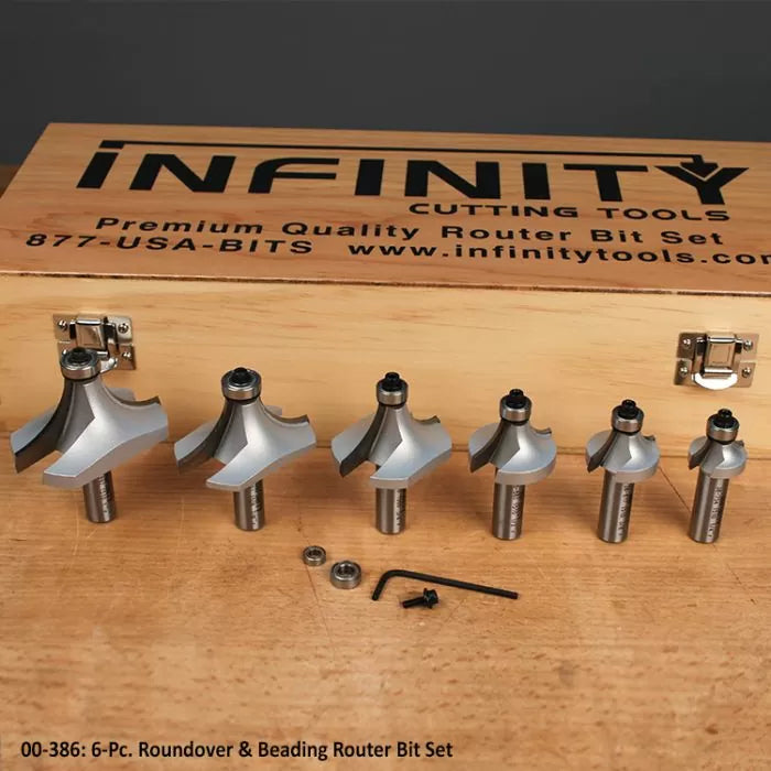 Infinity Tools 1/2" Shank 6Pc. Roundover & Beading Router Bit Set