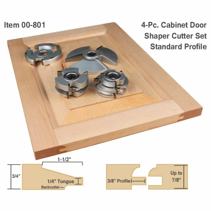 4-Pc. Cabinet Door Shape-Up Shaper Cutter Sets