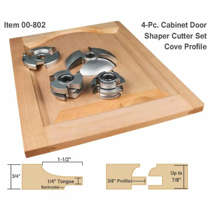 Infinity Tools 4-Pc. Cabinet Door Shape-Up Shaper Cutter Sets, 3/4" Bore