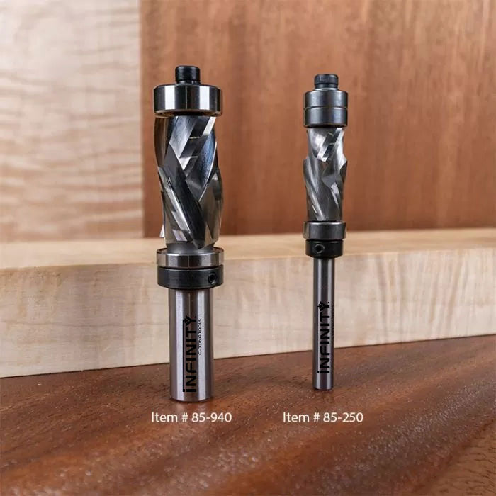 Infinity Tools 2-Pc. Solid Carbide Compression Double Bearing Pattern Router Bit Set