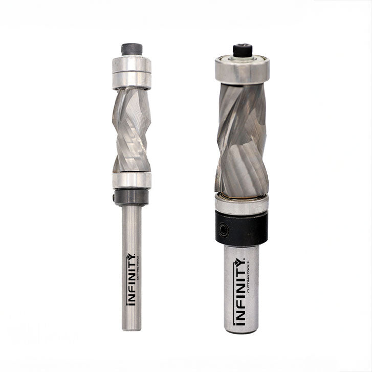 Infinity Tools 2-Pc. Solid Carbide Compression Double Bearing Pattern Router Bit Set
