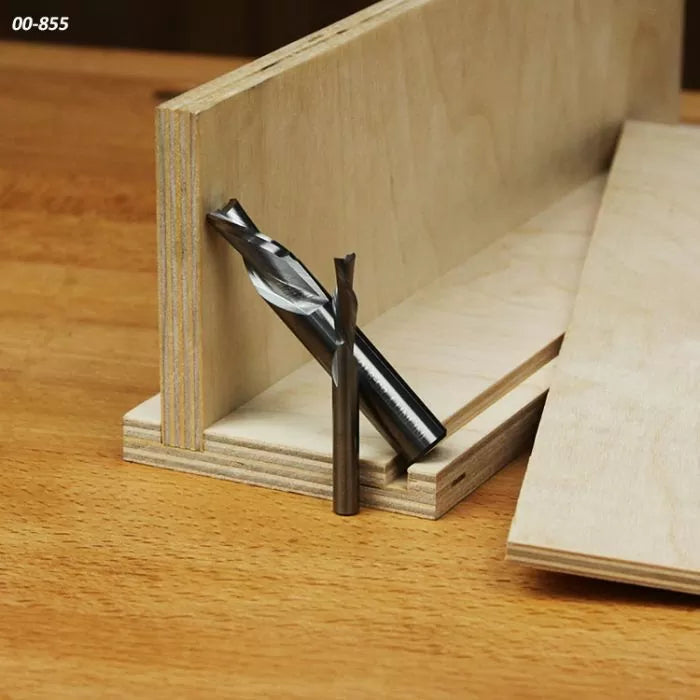 Juegos de brocas espirales de corte descendente de Infinity Tools para cortes de ranura en madera contrachapada