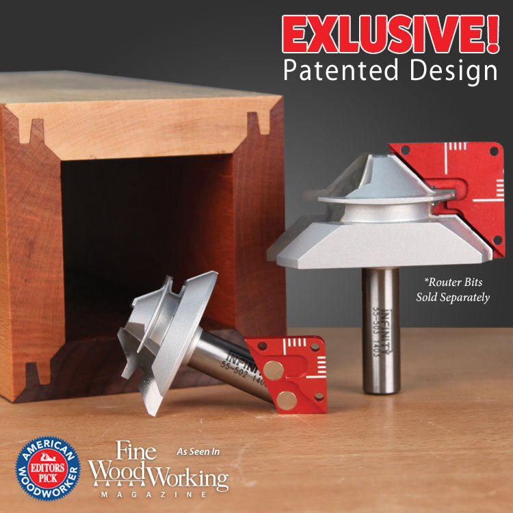 Paquete de 4 brocas de inglete Master Lock con vástago de 1/2" y plantilla de instalación de Infinity Tools