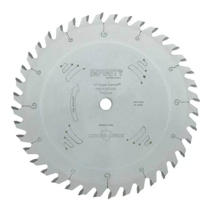 Paquete de 2 hojas de sierra Infinity de 8" con Dadonator y corte completo Super General, orificio de 5/8"