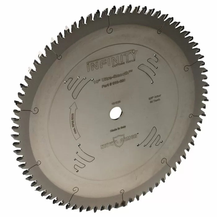 Infinity Tools 10" x 80T Ultra-Smooth Crosscutting Saw Blades, 5/8" Bore