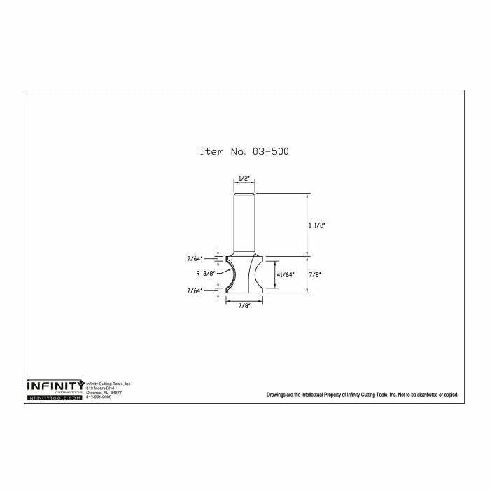 Broca para fresadora de miniaturas con vástago de 1/2" de Infinity Tools