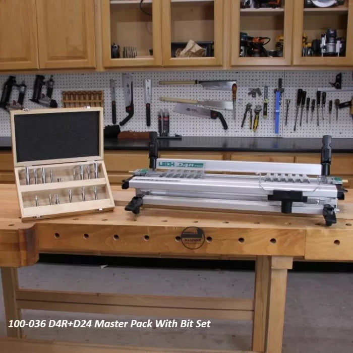 Paquete maestro Leigh D4R+D24 con juego de brocas para fresadora de cola de milano con vástago de 8 mm de Infinity Tools