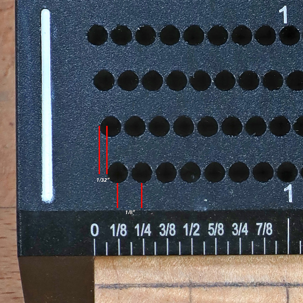 The holes offset allows for 1/32" accuracy.