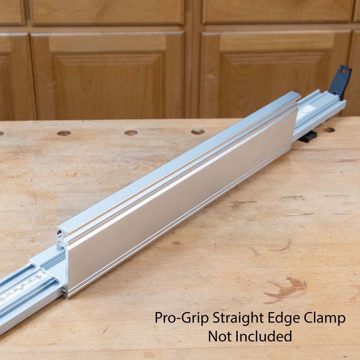 Pro-Grip Universal Fence Attachment on Pro-Grip Straight Edge Clamp facing front.