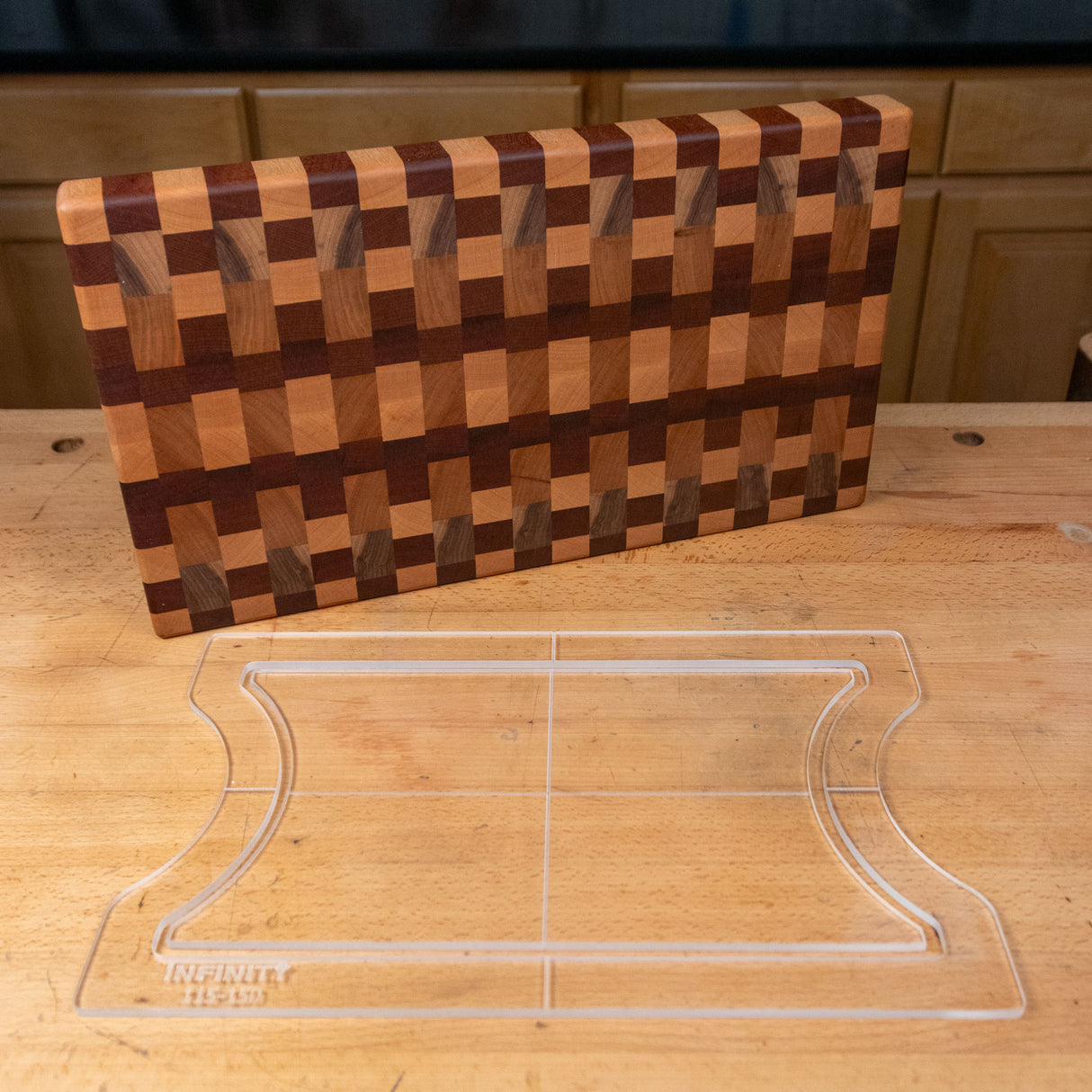 Infinity Tools Butcher Block Cutting Board Template with Plate Cutout