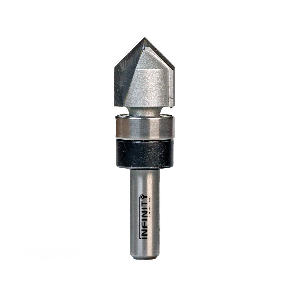 Infinity Tools 1/4" Shank 90° V-Groove Router Bit w/ Bearing
