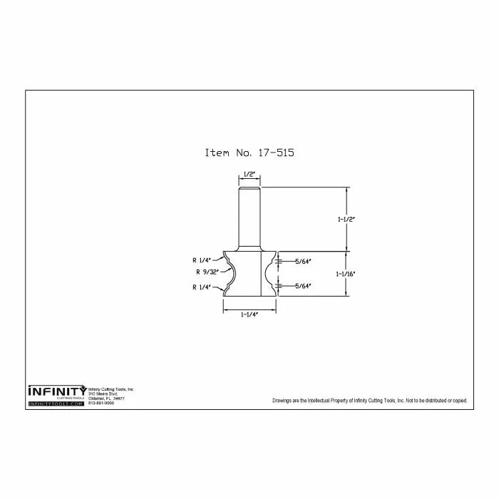 Infinity Tools 1/2" Shank 17th Century Router Bit, Double Ogee
