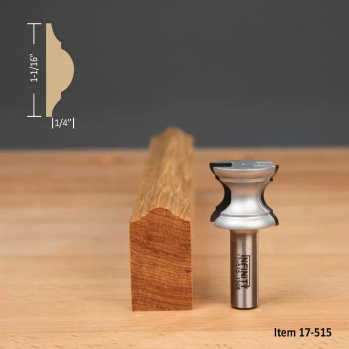 Infinity Tools 1/2" Shank 17th Century Router Bit, Double Ogee