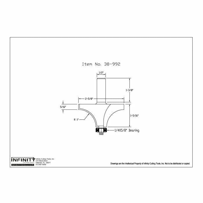 Infinity Tools 1/2" Shank 6-Pc. Roundover & Beading Router Bit Set