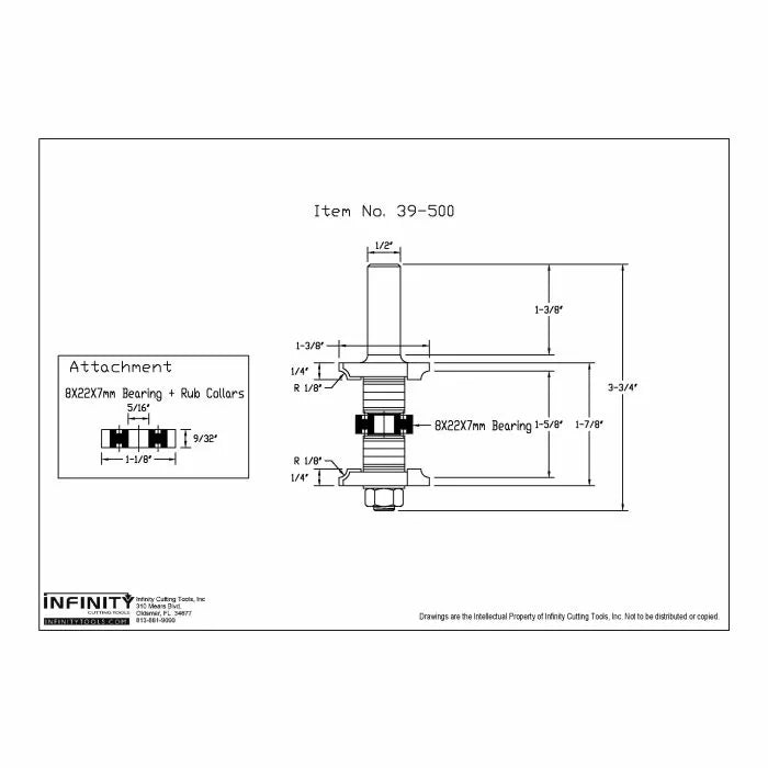 Infinity Tools 1/2" Shank Adjustable Double Roundover Router Bits
