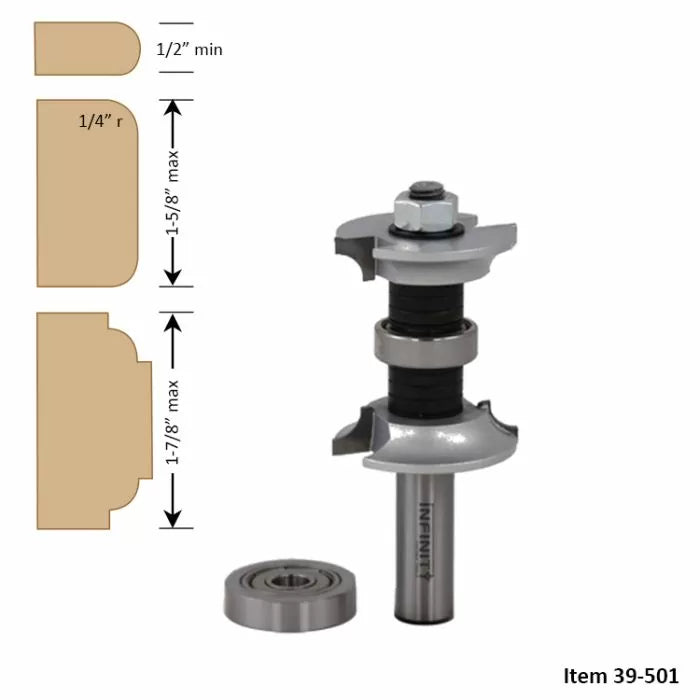 Infinity Tools 1/2" Shank Adjustable Double Roundover Router Bits