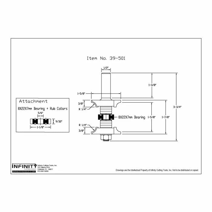 Infinity Tools 1/2" Shank Adjustable Double Roundover Router Bits