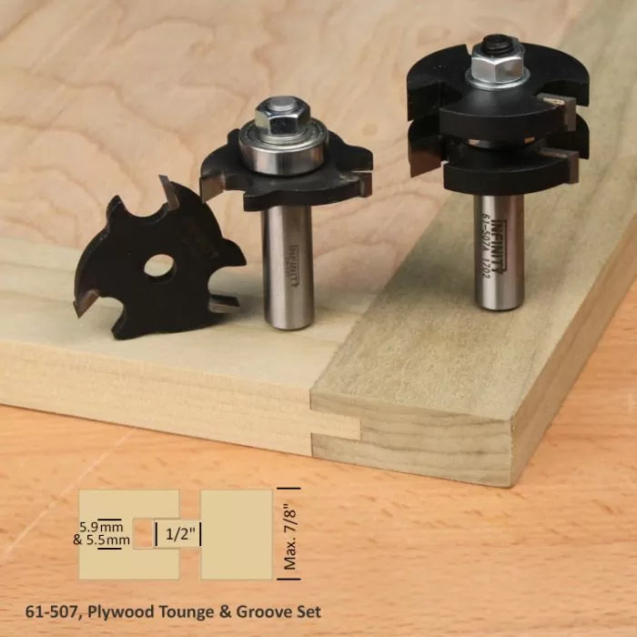 Infinity Tools 1/2" Shank Tongue & Groove Router Bit Sets