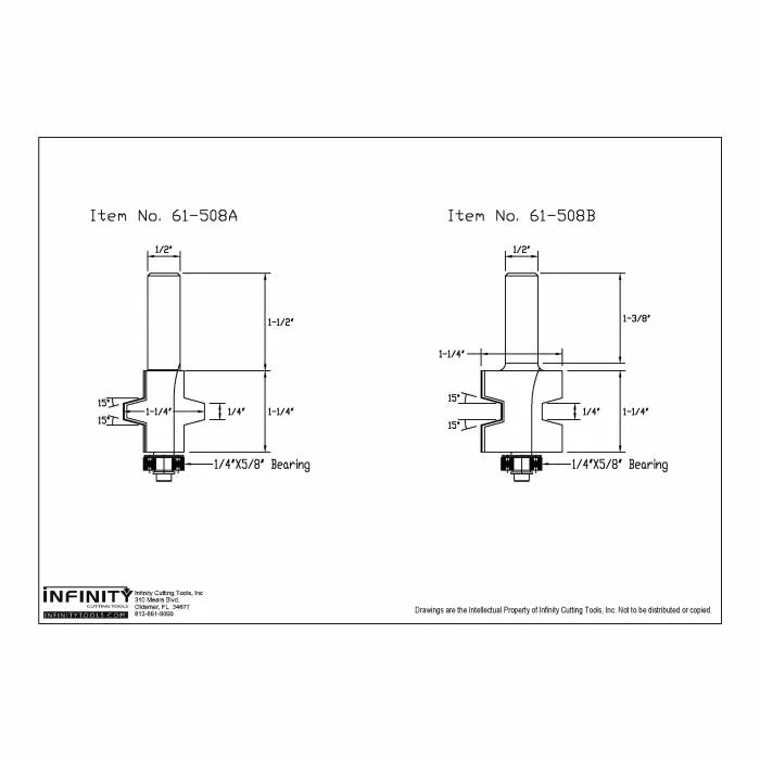 Infinity Tools 1/2" Shank Bevel Glue Joint Router Bit Set