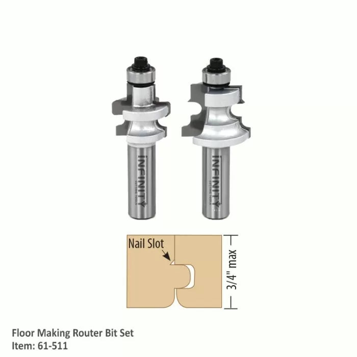 61-511 floor making router bit set with nail slot joint diagram