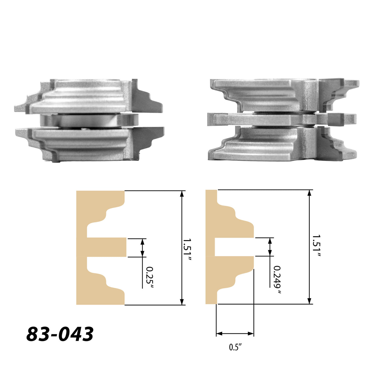 Infinity Tools Interior & Exterior Rail & Stile Shaper Cutter Sets, 3/4" Bore