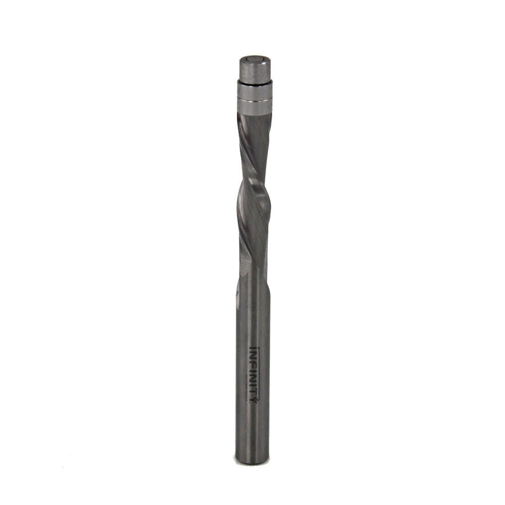 Infinity Tools 1/4" Shank x 1/4" Cutter Diameter x 1" Cutter Length. Solid Carbide Spiral Flush Trim Router Bits