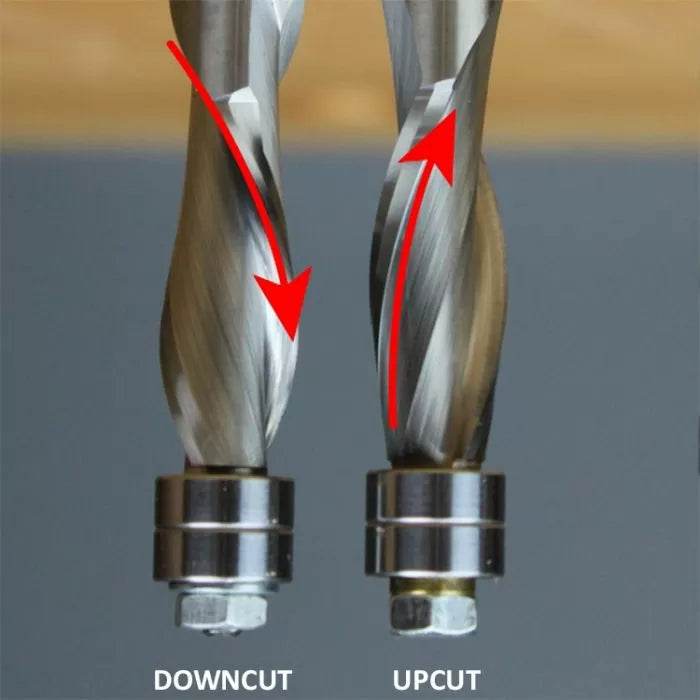 Infinity Tools 1/4" Shank x 1/4" Cutter Diameter x 1" Cutter Length. Solid Carbide Spiral Flush Trim Router Bits