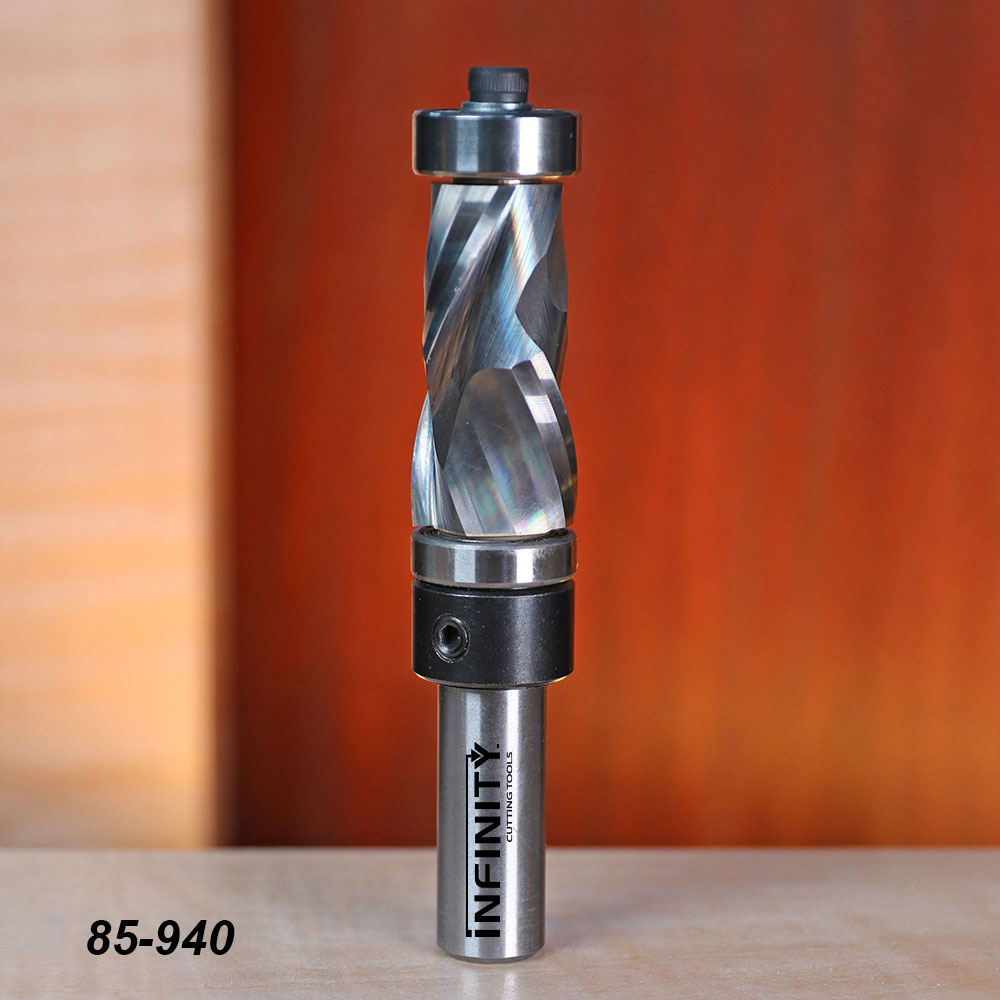 Infinity Tools 2-Pc. Solid Carbide Compression Double Bearing Pattern Router Bit Set