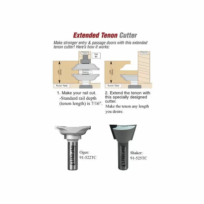 Extended Tenon Router Bits For Door Making
