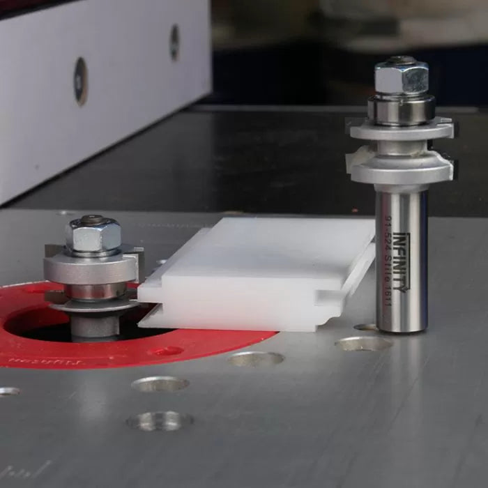 Juego de brocas para enrutador con vástago de 1/2" y mini rieles a juego para montantes de Infinity Tools