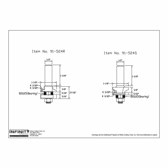 Infinity Tools 1/2" Shank 3-Pc. Mini Door Making Router Bit Set