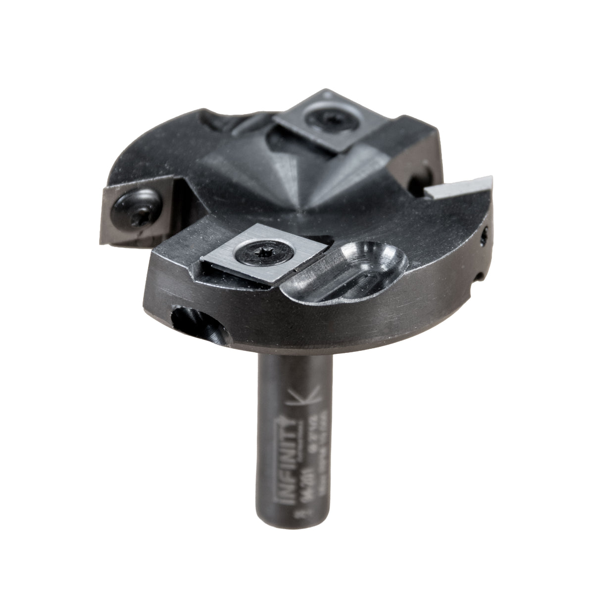Infinity Tools Insert-Pro Spoilboard Surfacing and Rabbeting 2+2 Design Fly Cutter top down three quarter view