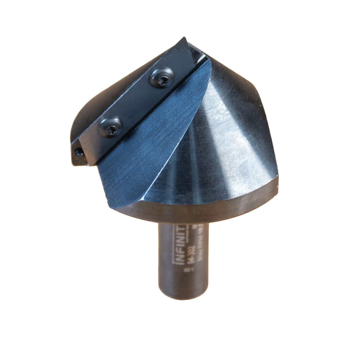 Infinity Tools Insert Pro 90 Degree V-Groove Router Bit Top 3/4 showing the blade.