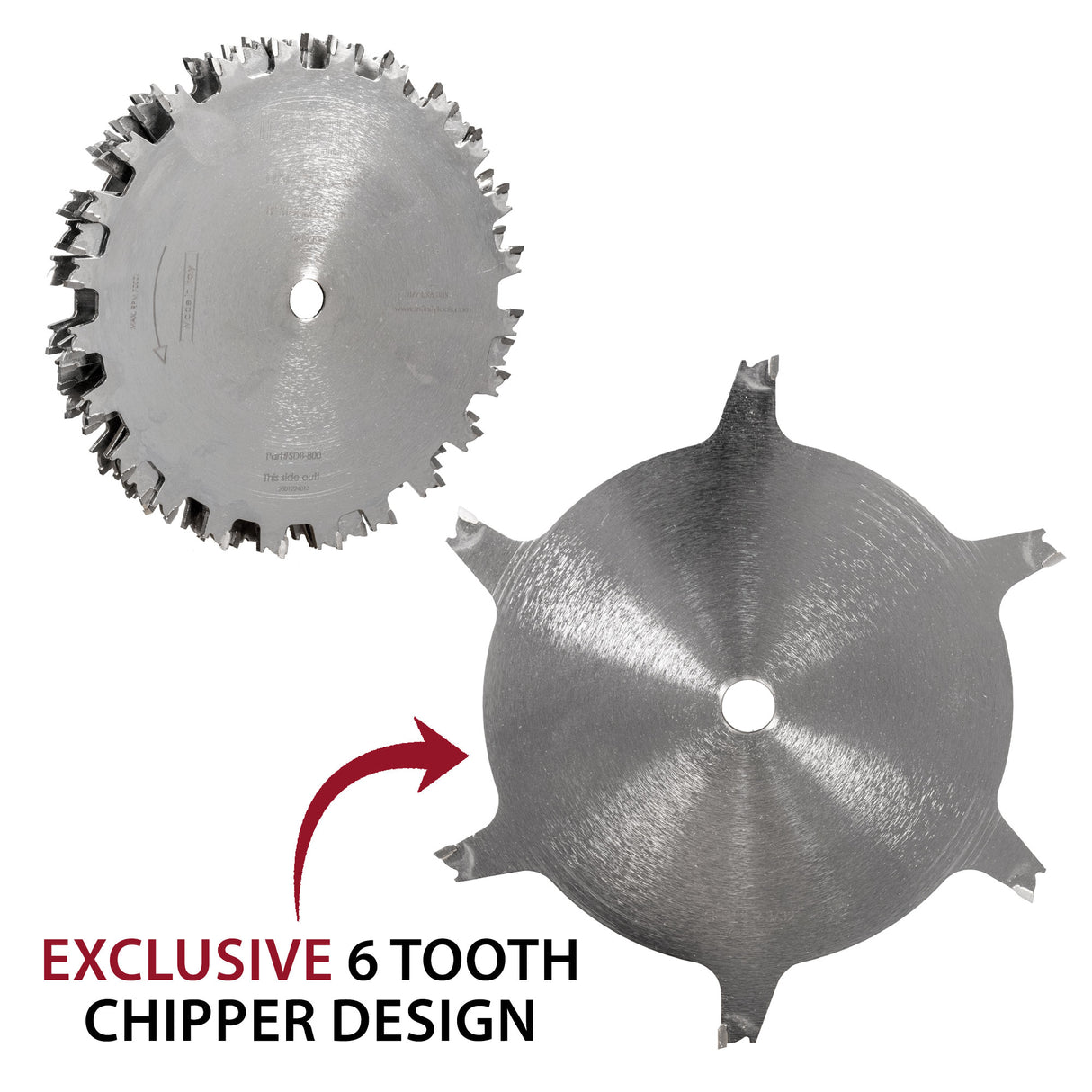 A stacked dado set and a chipper blade on a white background.