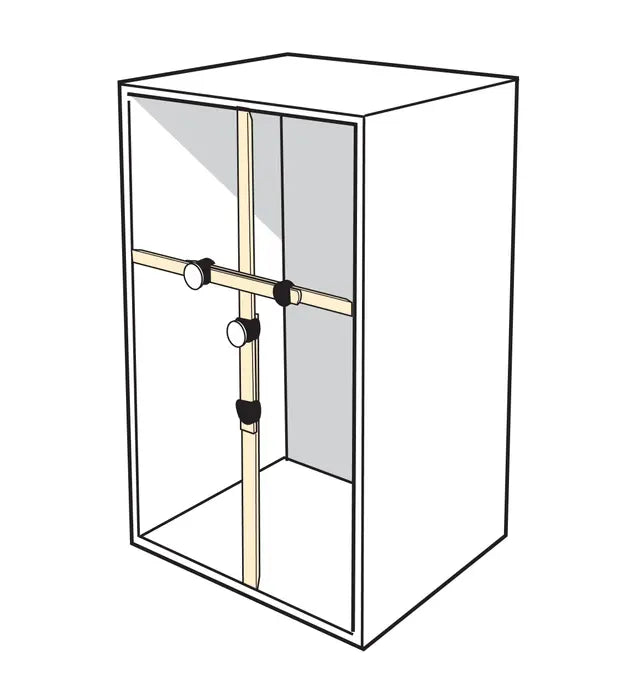 Cabinet box with adjustable crossbars and clamps for woodworking alignment