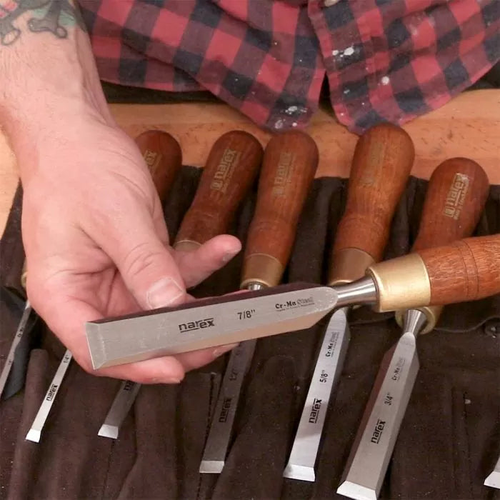 Cinceles de banco Narex Wood Line Plus, tamaños imperiales reales