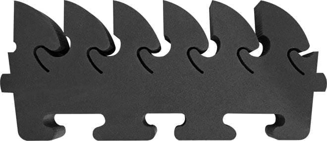 Set of black foam featherboard holders