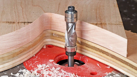 Tear-Out Free Template Work with Dual-Bearing Compression Router Bits