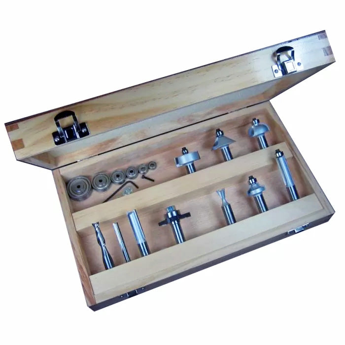 10-Pc. Essential Router Bit Set with Wood Box | Infinity Tools