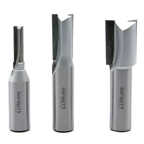 Carbide-tipped router bits for woodworking, set of three with sharp cutting edges