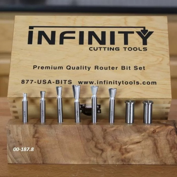 5-Piece Dovetail Cutter Set - 3/8" To 1-7/8" - Choose 45 Or 60 Degree Angle - Woodworking Router Bits