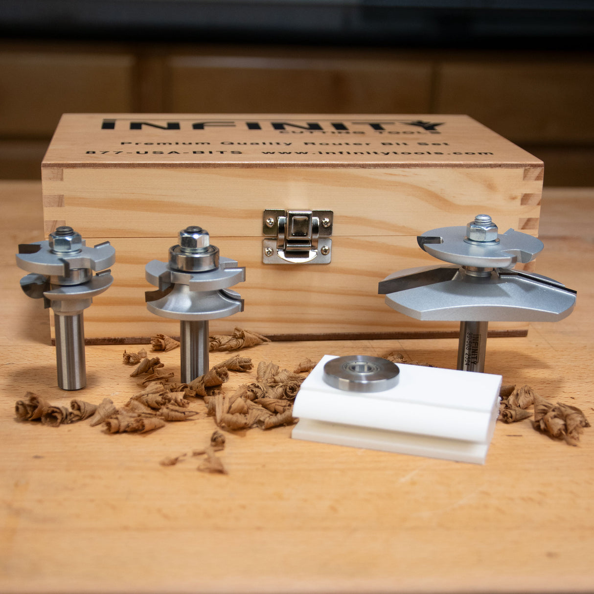 Infinity Tools 1/2" Shank 3-Pc. Cabinetmaker's Combo Router Bit Set w/ Backcutter