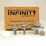 Infinity Tools 1/2" Shank 3-Pc. Cabinetmaker's Combo Router Bit Set w/ Backcutter