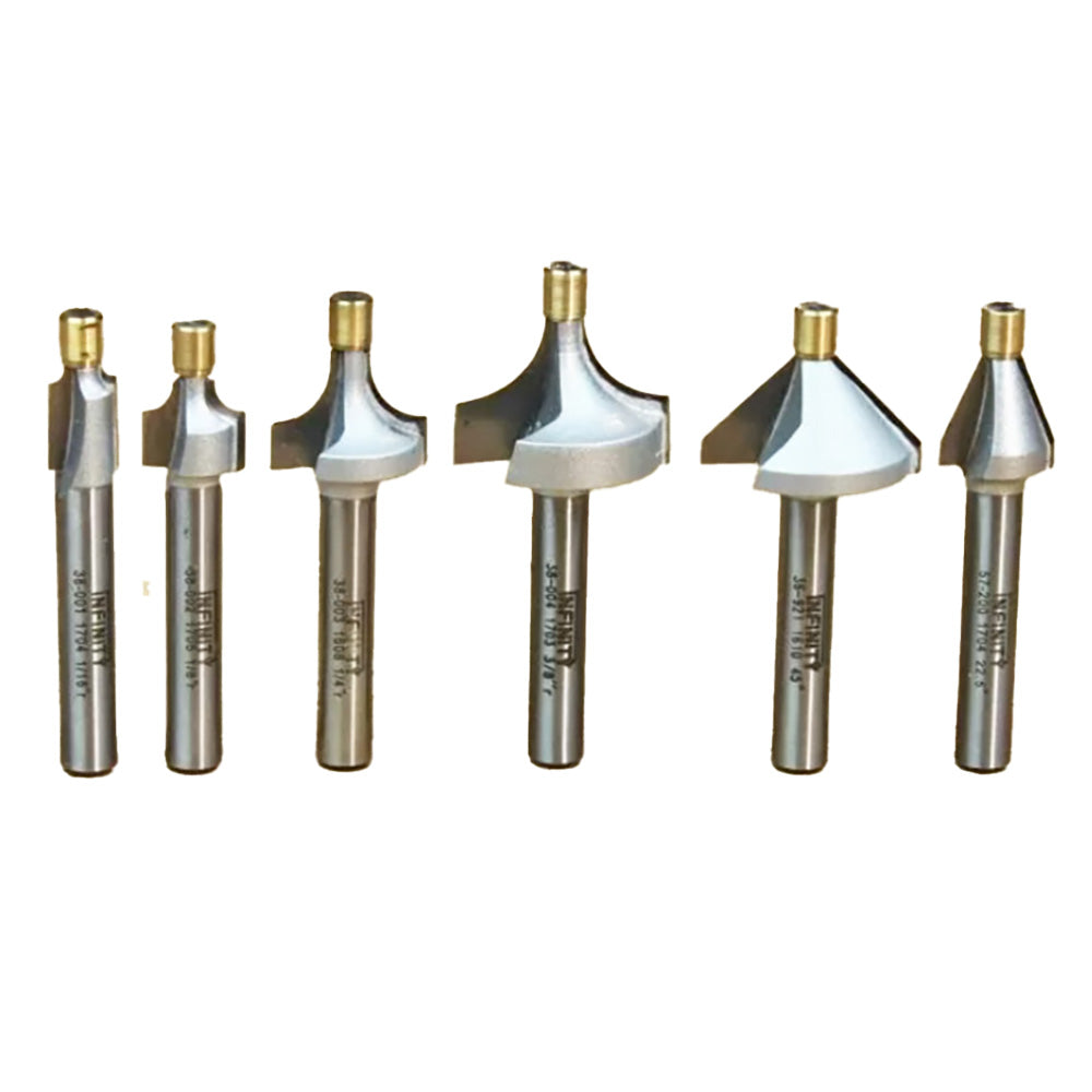 Infinity Tools 1/4" Shank 6-Pc. Brass Pilot Router Bit Set