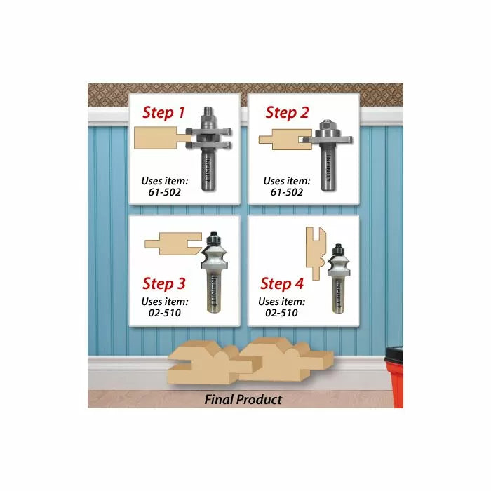 Infinity Tools 1/2" Shank Wainscot & Paneling Router Bit Set