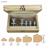 Infinity Tools 1/2" Shank 5-Pc. Bullnose Router Bit Set w/ Bearing Guide